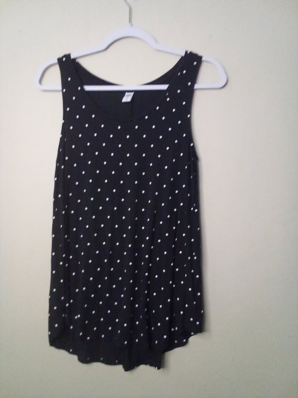 Old Navy Luxe Shirt Women S Sleeveless Soft Stretch Polka Dot Black White